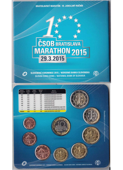 2015 SLOVACCHIA Divisionale Ufficiale Euro  Bratislava Marathon + medaglia Commemorativa